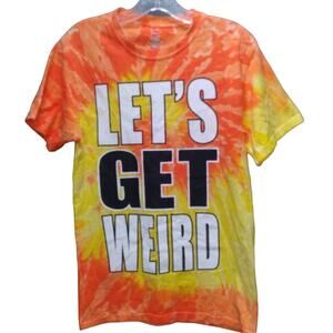 Orange & Yellow Tie Dye "Shroom Mushroom Let's Get Weird" T-Shirt Size S, Unisex